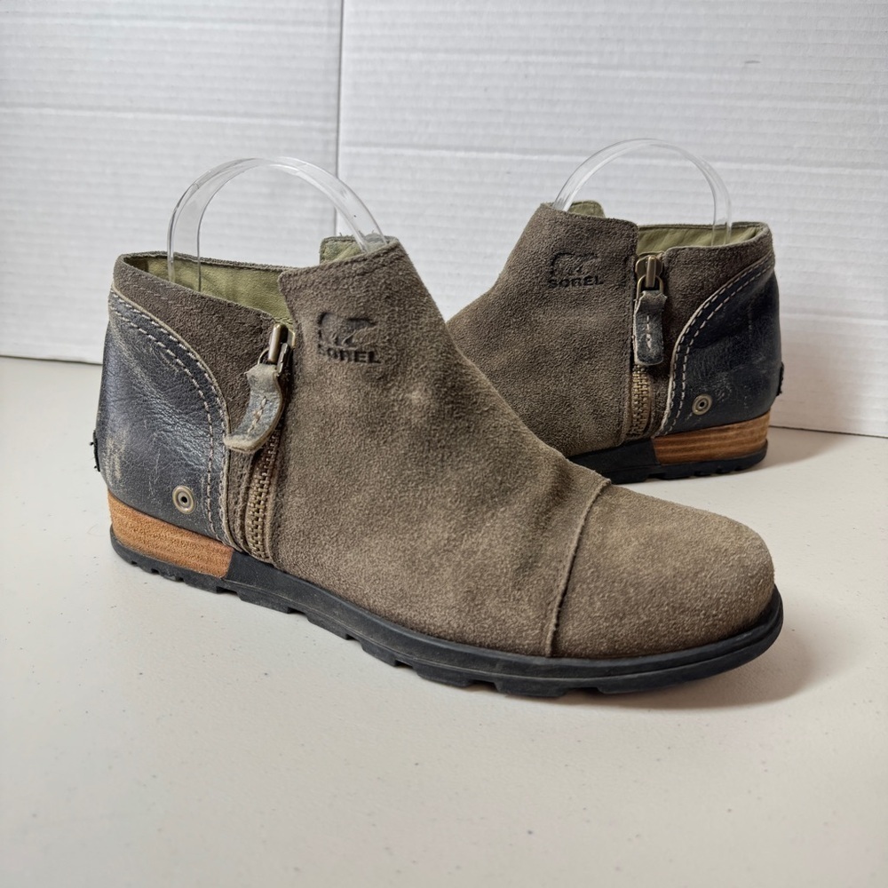 SOREL Leather Major Low Ankle Fossil Brown Boots Size 8 - Picture 2 of 14